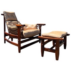 Vintage Jean Gillon Jangada Lounge Chair with Ottoman, Brazil, 1960s