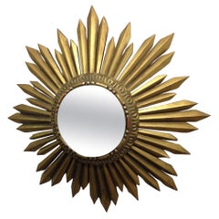 Miroir Sunburst en bois doré