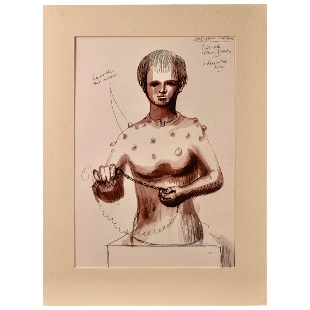 Henry Moore Original Lithograph and Pencil Drawing 