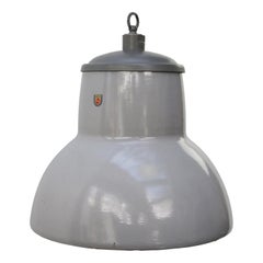 Dutch Gray Enamel Vintage Industrial Pendant Light by Philips