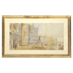 Aquarelle-Ansicht von Venedig des Künstlers aus dem späten XIX. Jahrhundert