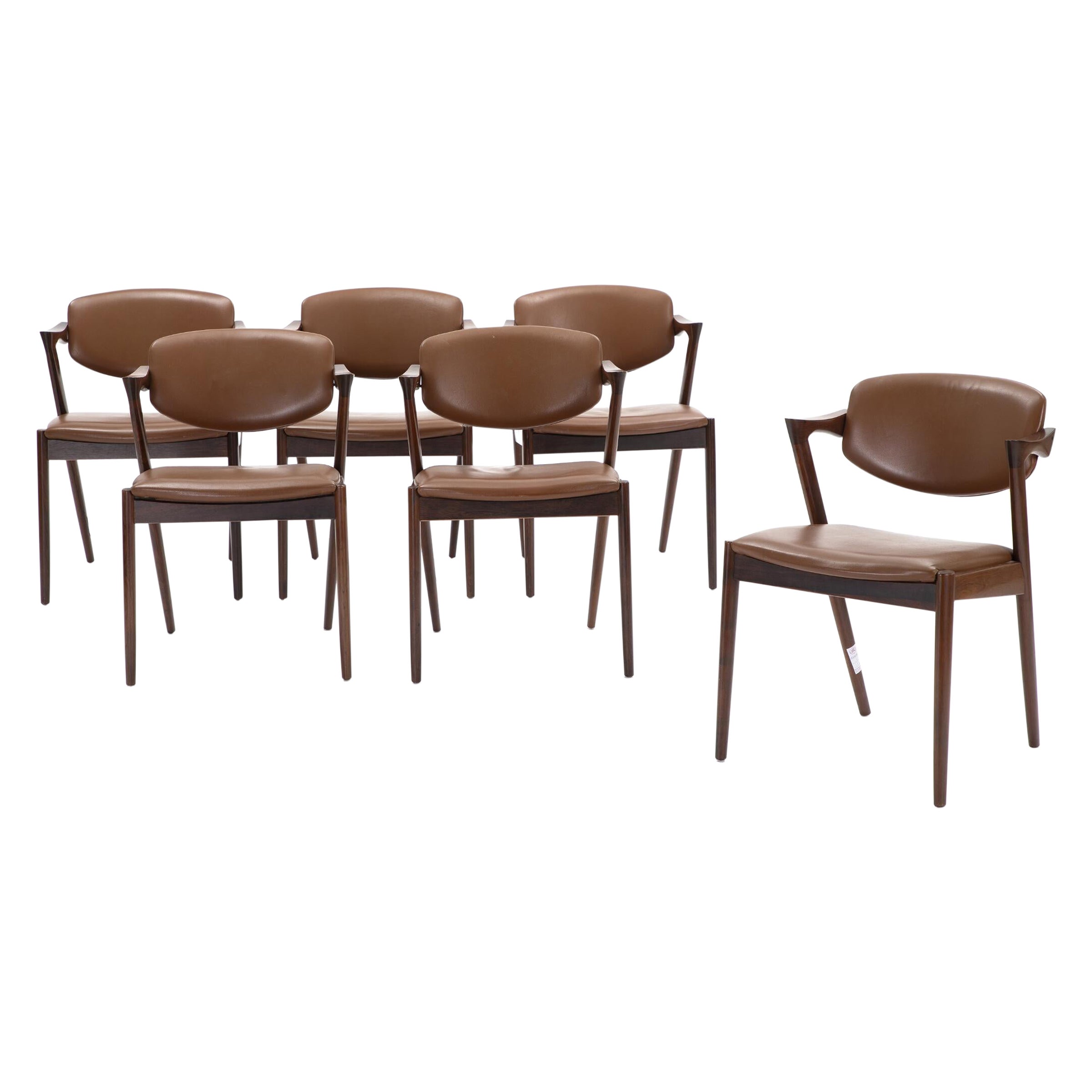 Kai Kristiansen, set of six rosewood armchairs, 1960s For Sale