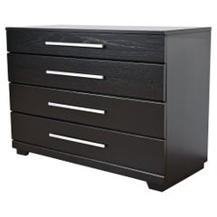Raymond Loewy for Mengel Black Lacquered Chest of Drawers, Newly Refinished