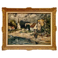 Abel Bertram - Village Scene, Oil On Canvas, 19th century