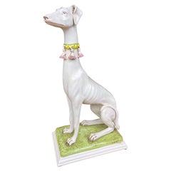 1960s Signed Hollywood Regency Era Italian Terracotta Whippet Dog Figurine