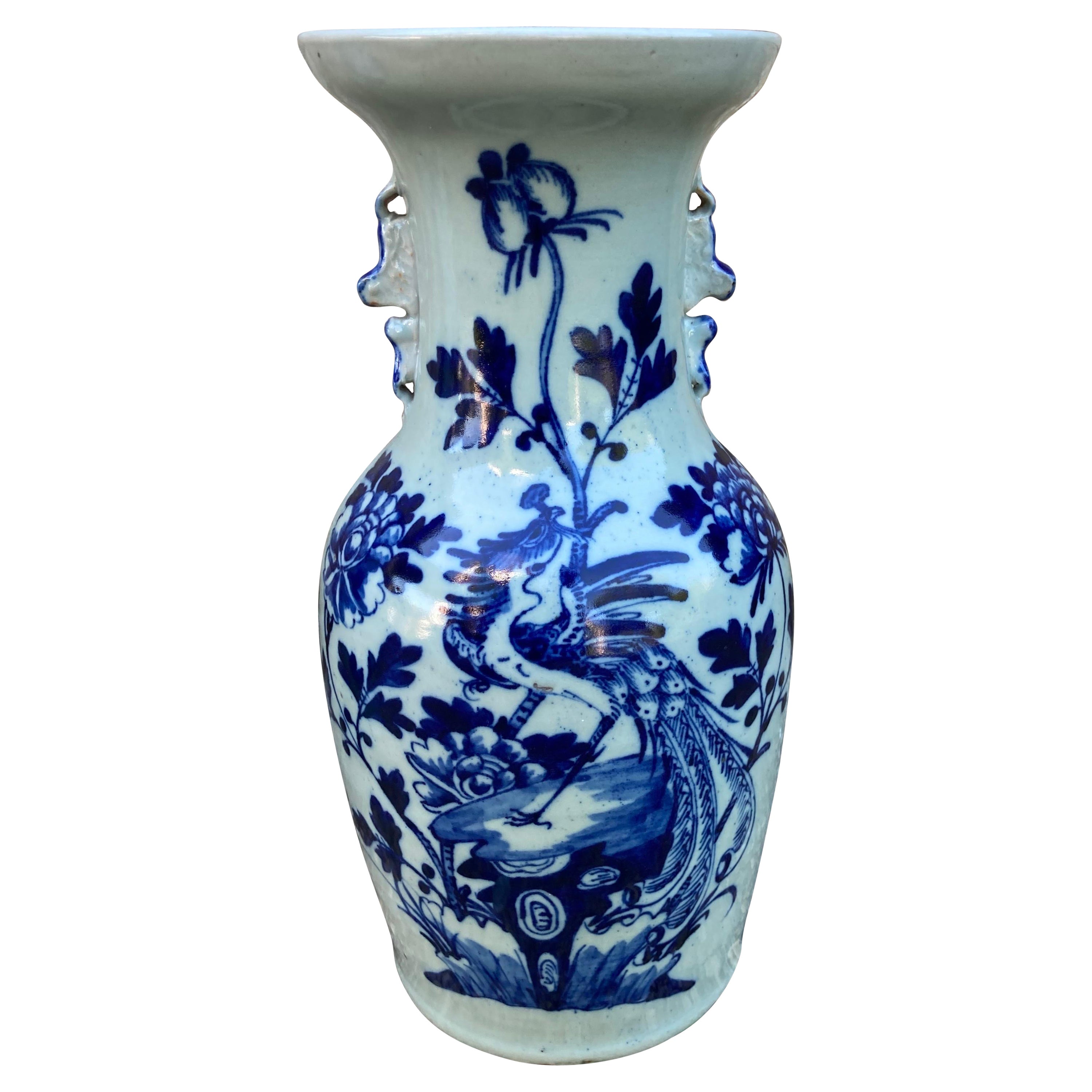 Vase chinois ancien bleu et blanc