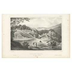 Impression ancienne d'un cimetière chinois près d'Amon, Indonésie, par D'Urville, 1833