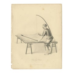 Antique Print of a Chinese Cotton Wool Cleaner by Allom, 1859