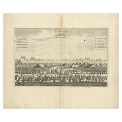 Antique Print of a Chinese Royal Banquet in Canton, 1668