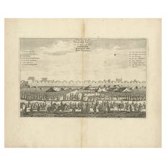 Antique Print of a Chinese Royal Banquet in Canton, 1668