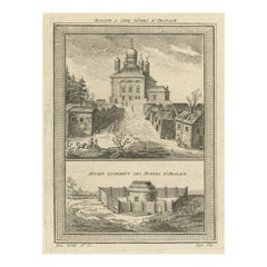 Antique Print of a Church and Monastery in Abalak in Russia, 1768