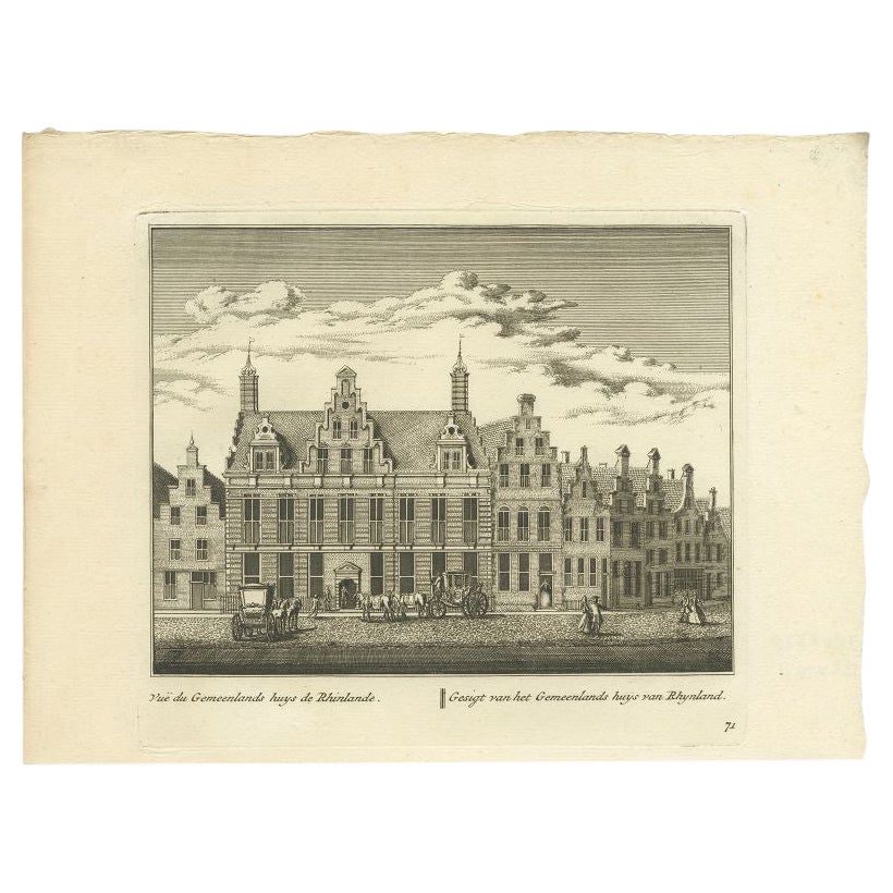 Stampa antica di una casa comunitaria di Rijnland, Paesi Bassi, 1800 ca. in vendita