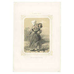 Antique Print of a Dairy Farmer from the Region of Coutances by Charpentier