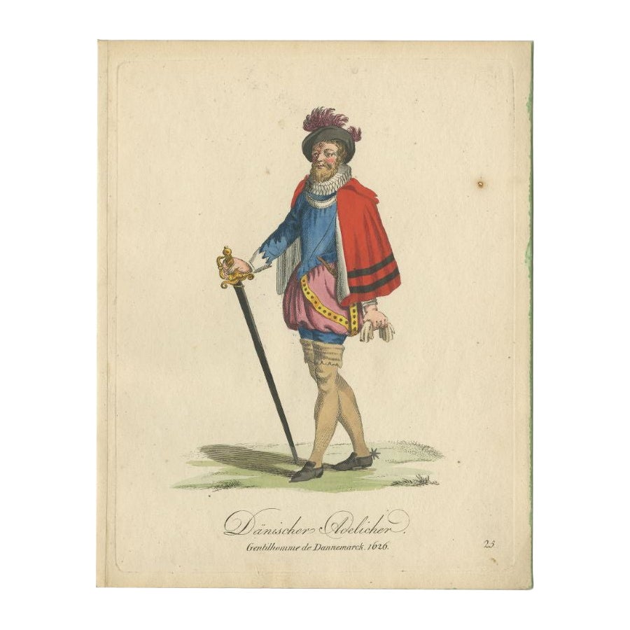 Antique Print of a Danish Nobleman in 1626, Published in 1805