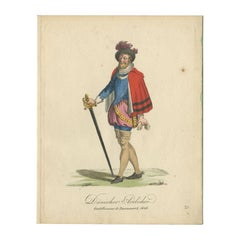 Antique Print of a Danish Nobleman in 1626, Published in 1805