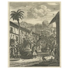 Grabado antiguo de Celebraciones moriscas en el Reino de Bengala, 1775