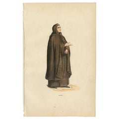 Impression ancienne d'un moine miniature, 1845