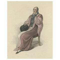 Impression ancienne colorée à la main d'un médecin en médecine dans une robe complète, 1813