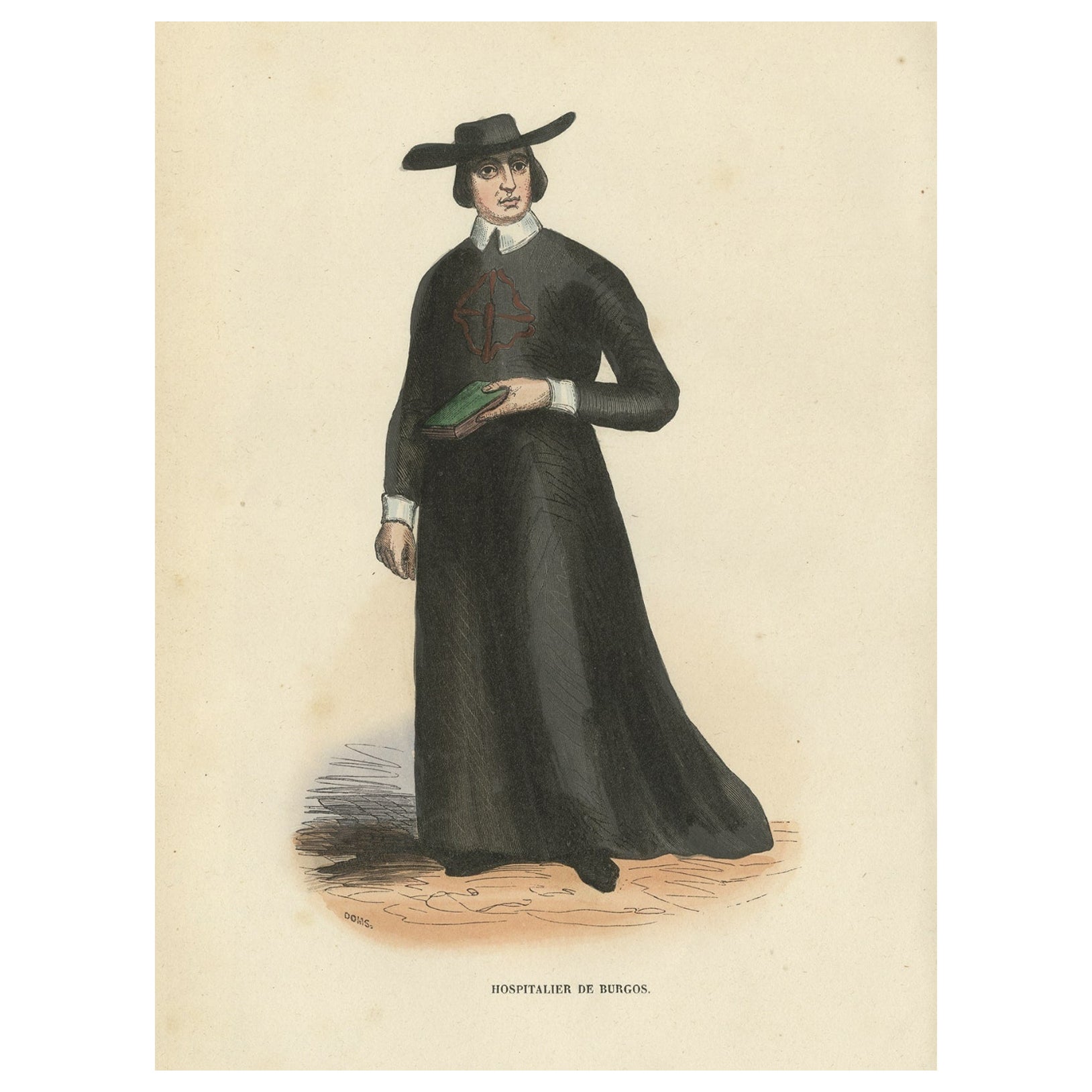 Antique Print of a Monk of Burgos, 1845