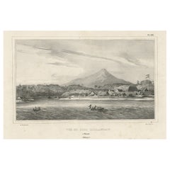Antiker Druck einer niederländischen Festung in der Manado- Bay, Sulawesi, Indonesien, 1833