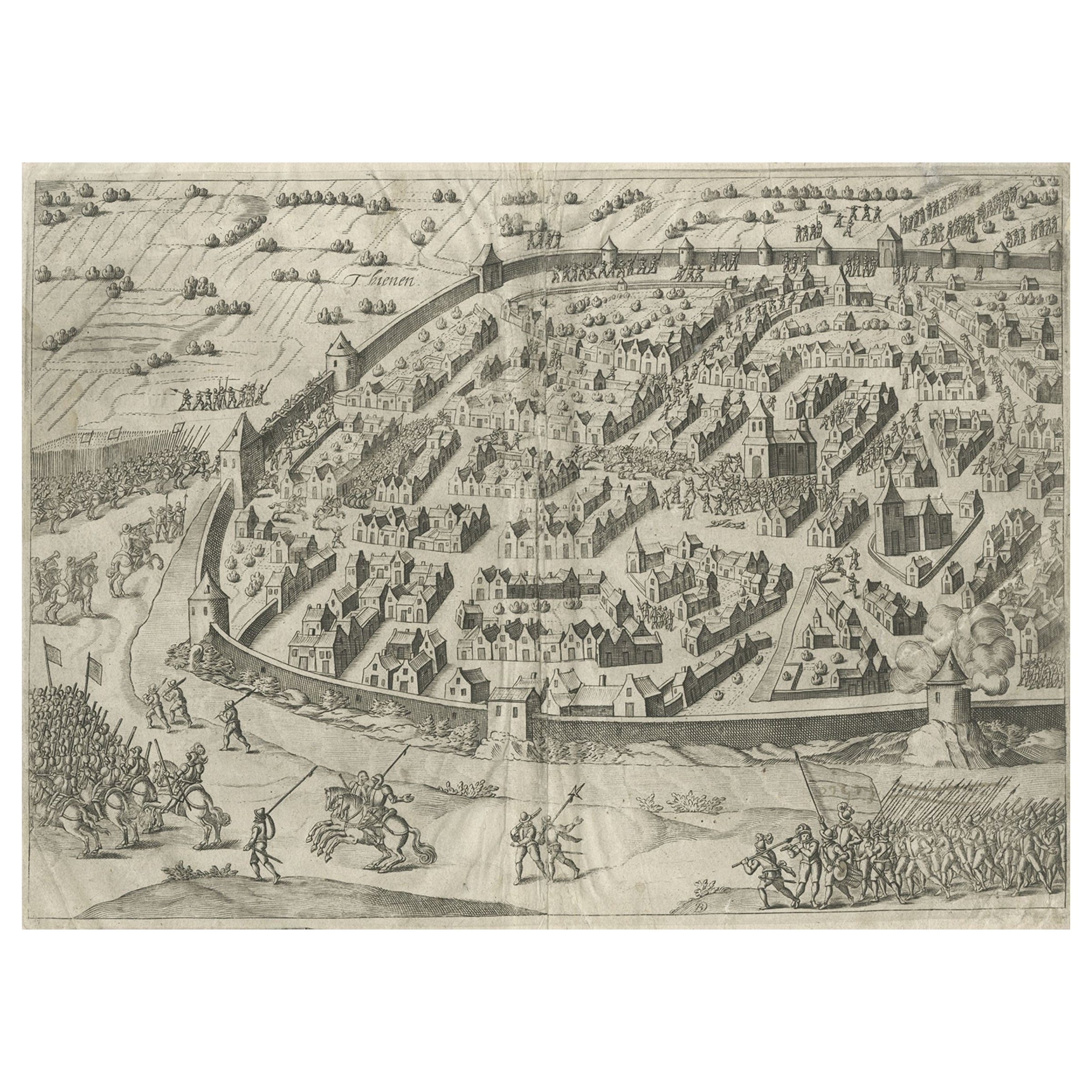 Engraving of Tienen in the province of Flemish Brabant, in Flanders, Belgium