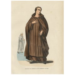 Antique Print of a Monk of the Order of Saint Ambrose, 1845