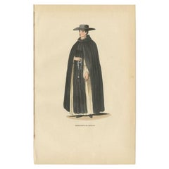 Antique Print of a Hieronymite Monk of Spain, 1845