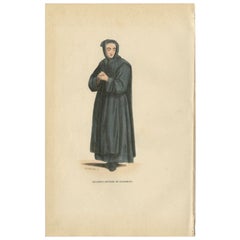 Antique Print of a Monk of the Order of the Grandmontines in Limousin, France