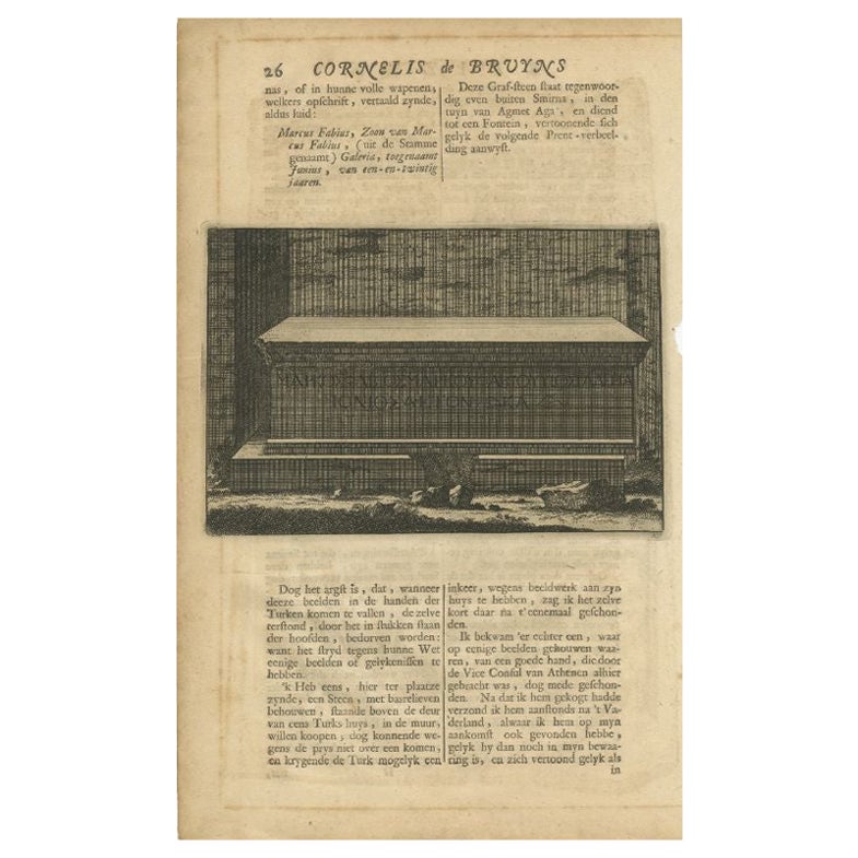 Impression ancienne d'un tombeau en pierre de Smyrna (1698)