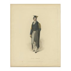 Antique Print of a Fellow-Commoner From History of Oxford and Cambridge, 1814