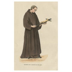 Antique Print of a Monk of the Societe Du Bon Jesus, 1845