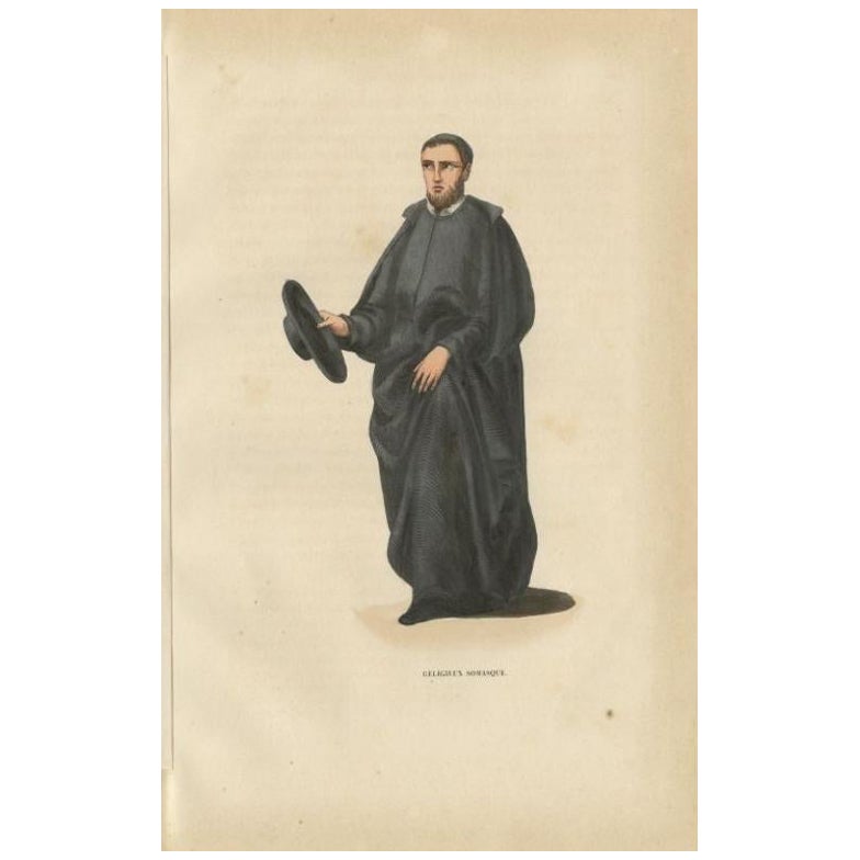 Antique Print of a Monk of the Somascan Fathers, 1845 For Sale