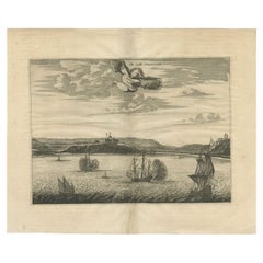 Antique Print of a Fort on the Gold Coast of Africa by Dapper, c.1670
