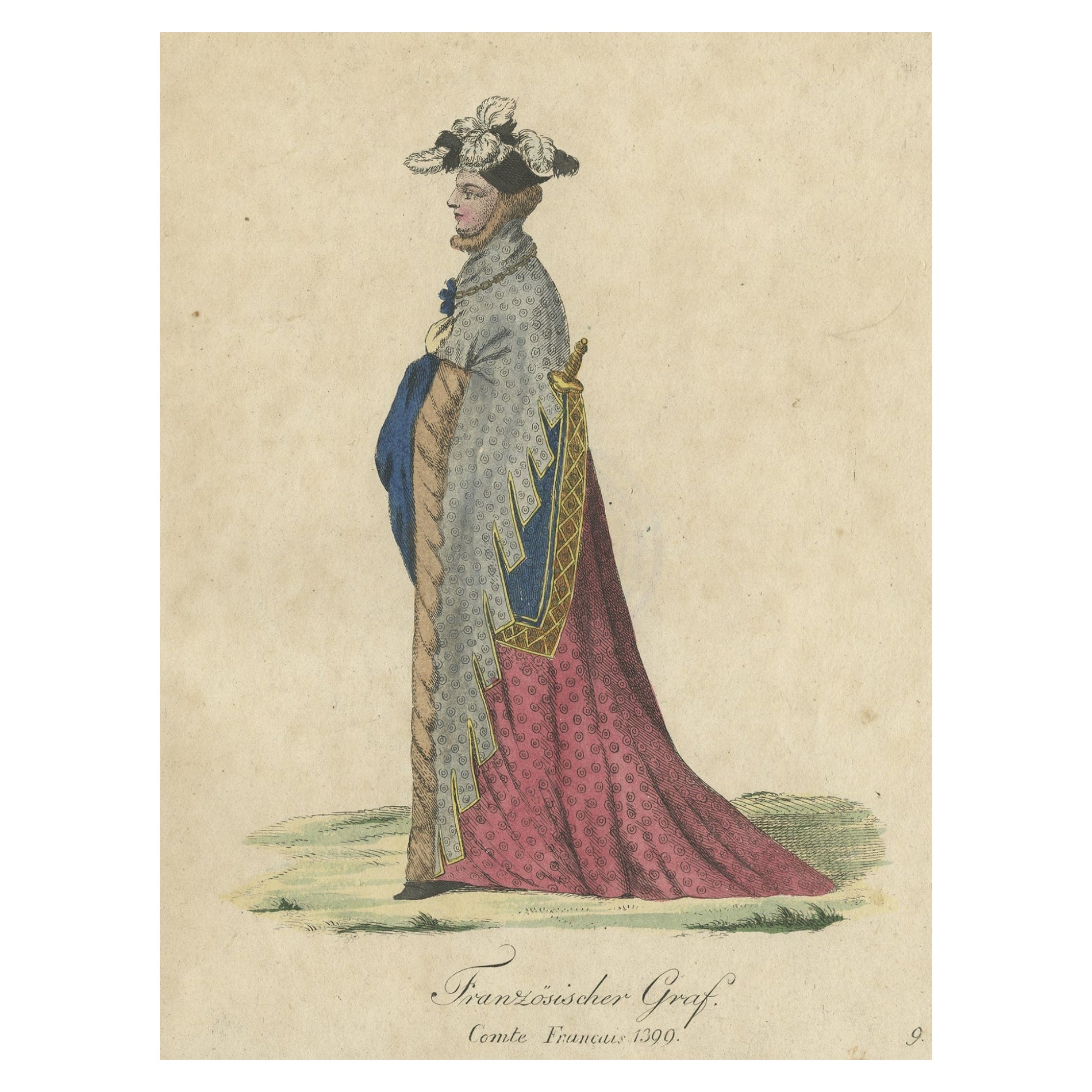 Antique Print of a French Count, 1805 For Sale