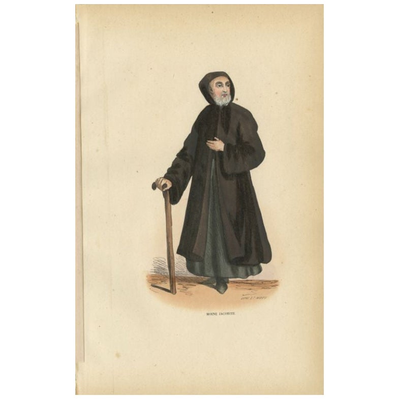 Antique Print of a Jacobite Monk, 1845 For Sale