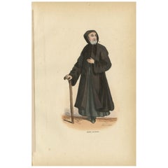 Antique Print of a Jacobite Monk, 1845