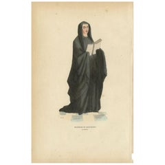 Antique Print of a Nun in the Order of Saint Basil, 1845