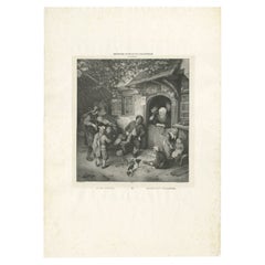 Antique Print of an Interesting Village Scenery Made After Van Ostade, c.1828