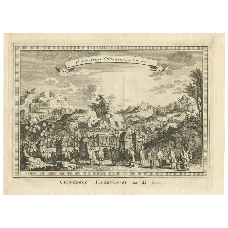 Stampa antica di un funerale cinese, 1749