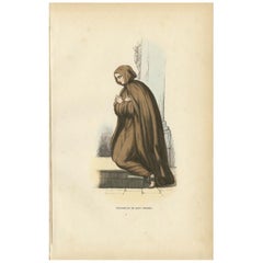 Antique Print of a Nun in the Order of Saint Isidore, 1845