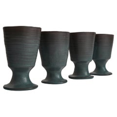 Set of 4 Dutch Mid Century Studio Pottery Goblets