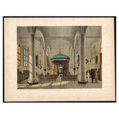 Antique Print of a Church Interior in Batavia 'Jakarta', Indonesia, 1888