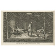 Antique Print of a Winter House in Kamchatka in Russia, by Cook, 1803