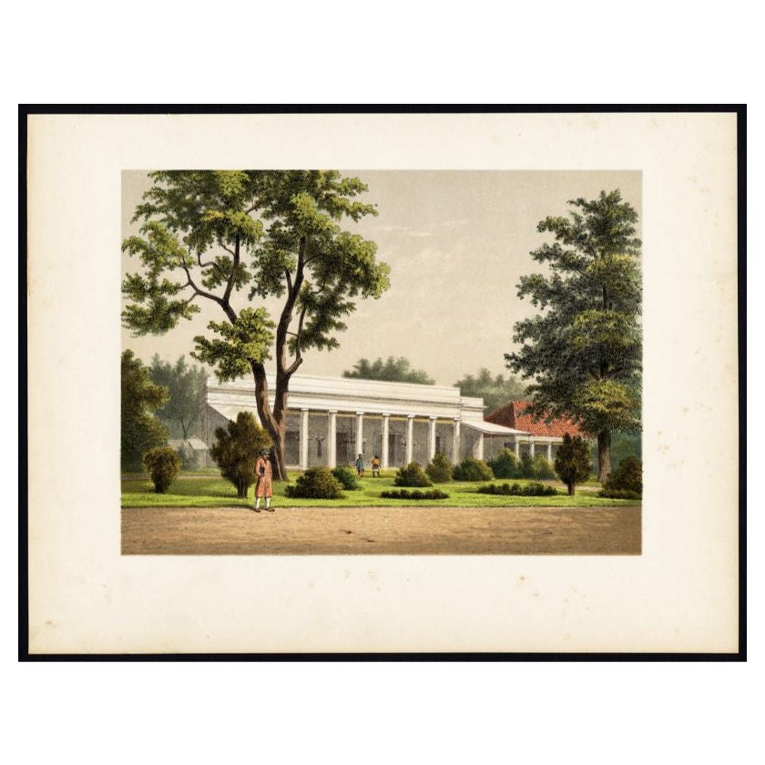 Antique Print of a Colonial Residence in Batavia 'Jakarta', Indonesia, 1888 For Sale