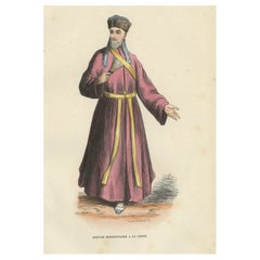 Antiker Druck eines Jesuiten-Missionären in China, 1845