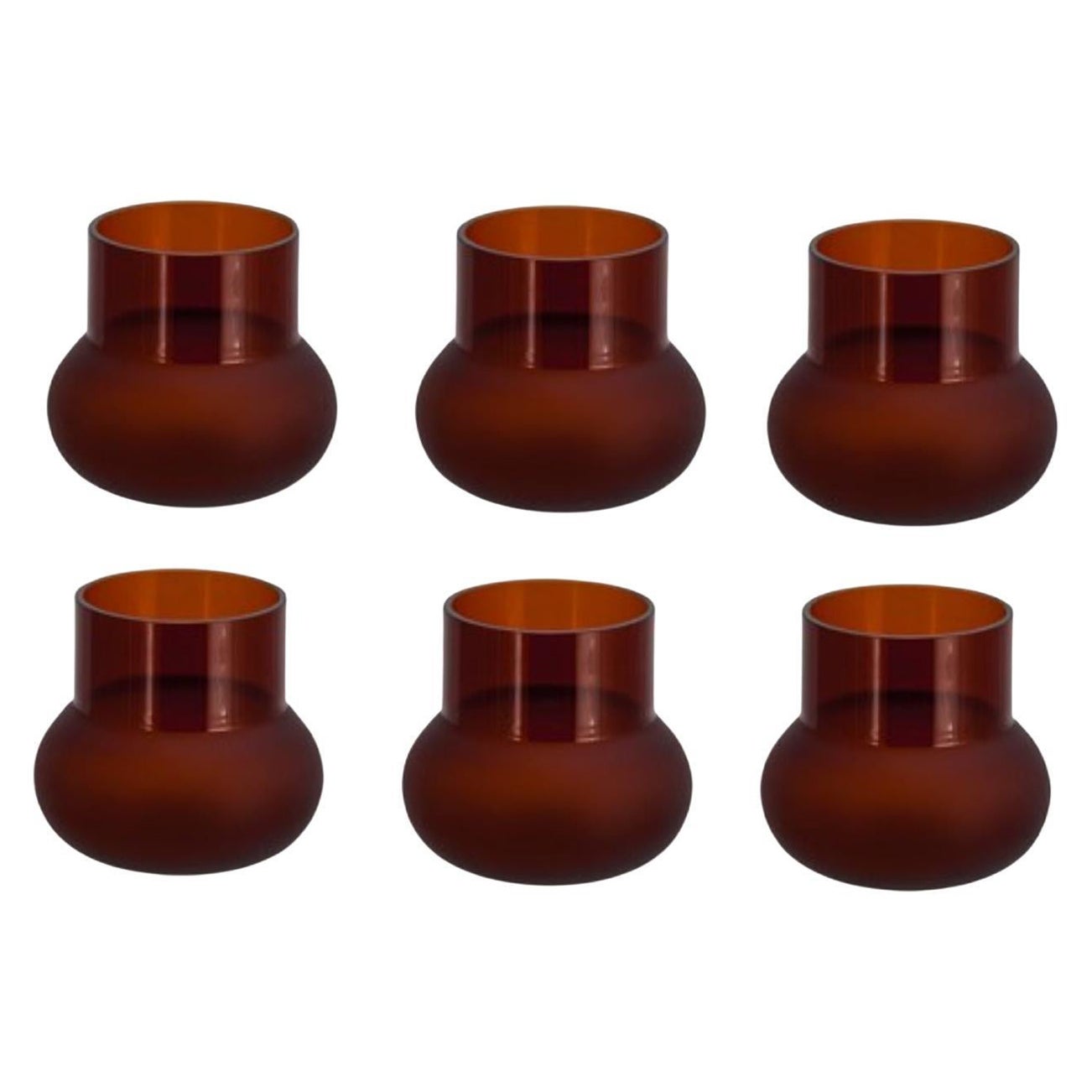 Set of 6 Dark Amber Glasses by Pulpo For Sale