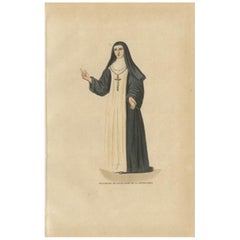 Antique Print of a Nun of the Sisters of Our Lady of Mercy, 1845