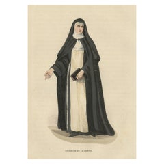 Antique Print of a Nun of the Order of Charity, 1845