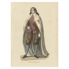 Antique Print of a Knight of the Military Order of Aviz, 1845
