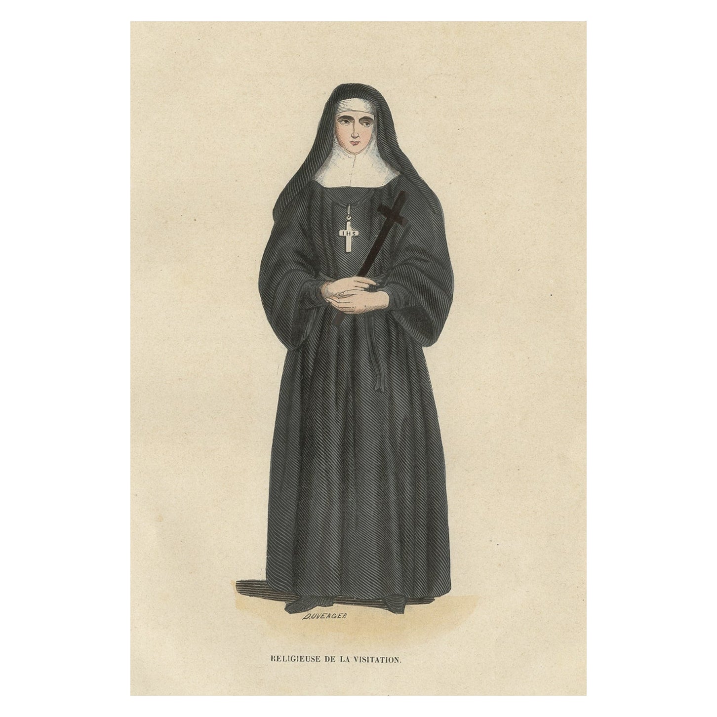 Antique Print of a Nun of the Order of the Immaculate Conception, 1845 For Sale